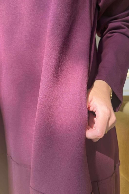 Scuba Stretch Funnel Neck Cocoon Dress Dark Cherry /6=